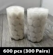 600 pcs (300 Pairs) 20mm Diameter Hook and Loop Self-Adhesive Dots, White