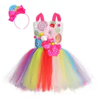 在飛比找蝦皮購物優惠-童裝糖果裙薄紗洋裝 彩虹棒棒糖公主裙女童 耶誕節