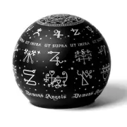 Alchemy Gothic Angels & Demons Sigils Globe LED Light Etched Black Glass LED1