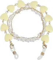 [sourcing map] Beads Eyeglass Chain, Pearl Glasses Strap Eyewear Retainer Chain Around Neck Sunglass Holder for Girls Women, Yellow Heart, Yellow, 70