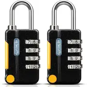 Worve 2 Pack Combination Lock 4 Digit Outdoor Waterproof Padlock for School Gym Locker, Sports Locker, Fence, Toolbox, Gate, Case, Hasp Storage (Black)