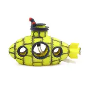 Aquarium Fish Tank Decoration Bubble Maker Yellow Spaceship Ornament 13x6x8cm