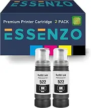 2 Pack 522 Black Ink Bottle Refill for Epson T522 Work with EcoTank ET-1110 ET-1810 ET-2710 ET-2720 ET-2810 ET-2811 ET-2820 ET-4700 ET-4800 Printers （2 Black）