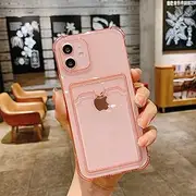 Hocase for iPhone 13 Mini Case, with Card Holder Slim Soft TPU + Reinforced Corner Protection Lightweight Shockproof Protective Phone Case for iPhone 13 Mini 5.4" 2021 - Pink
