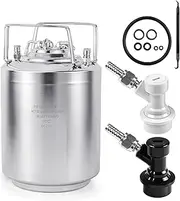 MRbrew New 2.5 Gallon Ball Lock Keg, Stainless Steel Beer Keg with Two Ball Lock Keg Fittings & Gasket Set, Double Ball Lock Post Corny Keg For Draft, Homebrew, Craft Beer, Cold Brew Keg for Party