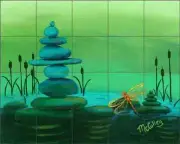 Dragonfly Tile Backsplash Debbie McCulley Art Ceramic Mural POV-DM012