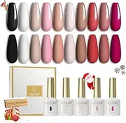 ROSALIND UV Nail Polish Set, 10 Colours Shellac Nail Polish Gel Nail Polish White Pink Red Black Colour Gel for Gel Nails UV LED Soak Off Nail Gel Polish 6 ml