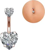 [FrEshn] Nose Ring Women Sexy Rhinestone Dangle Belly Button Chain Navel Piercing Ring Body Jewelry Waist Chain Button Puncture Jewelry Fake Nose Ring (Style : Z0460-1A-RG)