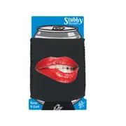Biting Red Lips - Funny Novelty Stubby Holder With Base
