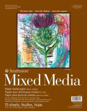 Strathmore 400 Series Mixed Media Pad, 11"x14" Glue Bound, 15 Sheets, White