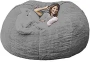 Giant Bean Bag Chair Cover(No Filler) ，Bean Bag Chairs Soft,Bean Bag Chairs Sofa Sack,Bean Bag Chairs Gaming,Bean Bag Chairs Girls(Size:5ft,Color:Gray)