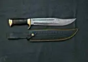 Bowie Knife Full Tang Custom Handmade Damascus Steel Bowie Knife Leather Sheath