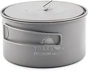 TOAKS Ultralight Titanium Camping Pot, 900ml, Silver, Uncoated, Folding Handle, Includes Lid & Mesh Storage Sack
