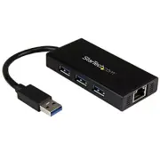 Startech.com 3 Port Portable Usb 3.0 Hub With Gigabit Ethernet Adapter Nic -