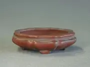 Bigei Ancient Mirror Style Pot with Outer Rim Artist Signed Collectible Japan