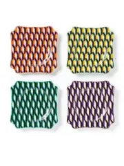 NIB DVF Diane Von Furstenberg Set Of 4 Geo Print Dessert Plates