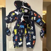 Baby Winter Hooded Rompers Snowsuit with Gloves 6 To 9 Moths NWT
