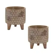 Melrose Resin Honeycomb Bumble Bee Planter with Legs (Set of 2)