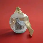 Illuminated Christmas Ornament Snow Globe Snow Flake Decoration Silver Glitter