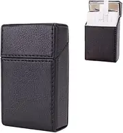 Maigendoo Cigarette Case - Portable Leather Storage Box With Flip Top Closure, PU Holder for 20 Cigarettes, Black
