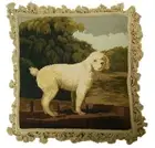 Wool Needlepoint & Petit Point Throw Pillow White Poodle Dog Cushion 16x16