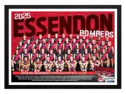 Framed 2025 Essendon Bombers AFL Football Poster - 62cm x 44.5cm x 3.5cm