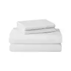 100% Cotton 4PCs Flannel Sheet Set, Queen Size, White | Double-Brushed for Ex...