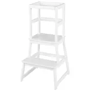 Costway Step Stool Training Ladder Chair Helper w/Security Rails Kitchen White