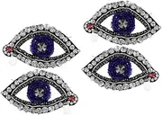 ARTIBETTER 4pcs Rhinestone Evil Eye Applique Patches for DIY Decoration Sparkling Beaded Sew Eye Motif for Clothing Hats and Sandals Unique Handmade Craft Accessories
