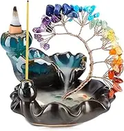 Incense Burner,Backflow Incense,Healing Crystal Tree Incense,Crystal Tree Incense,Crystal Ornaments Incense Burner,for Yoga and Home Decor,Namaste Yoga and Home Decor