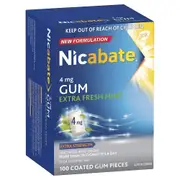 Nicabate 4mg Gum Extra Fresh Mint 100 Pieces