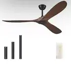 60-Inch Outdoor Ceiling Fan with No Lights Remote Control 3 Solid Wood Blades