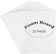 STARVAST 20 Pack 11" x 14" Self Adhesive Foam Boards, 3/16" Thick White Foam Poster Board Sheets for Crafts, Picture and Poster Mounting, Lightweight Foam Core Board Easy to Cut and Customize