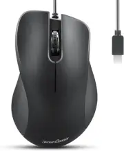 Perixx PERIMICE-221C USB Type C Wired Ergonomic Mouse - 4.9 Ft Cable - Black