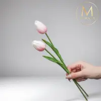 在飛比找momo購物網優惠-【Floral M】荷蘭蜜桃鬱金香櫻花粉仿真花花材（5入/組