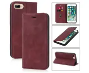 For Iphone 6Plus/7Plus/8Plus PU Flip Case with Card Slot -Red