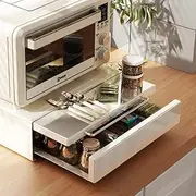 THANKO Under Range Slide Table with Drawers, Microwave Stand, Rice Cooker, Microwave Stand, Slide, Under Range Drawer, No Assembly Required, KTEXTASWH