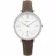 FOSSIL ES3708手錶 日期 銀框 銀白面 咖啡色皮帶 女錶