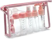 Travel Size Toiletries Containers 11 Pack Travel Bottles Set Cosmetic Makeup Liquids Travel Container TSA Approved Leak Proof BPA Free Refillable Plastic Clear Empty Pink