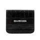 【Balenciaga 巴黎世家】經典Logo牛皮壓鱷魚紋零錢袋壓釦短夾(黑色)/ 平行輸入