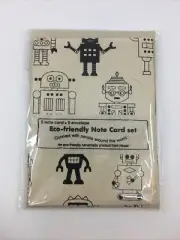 5 Eco-Friendly Note Card Set W/ Envelopes Robot high quality paper made in Nepal