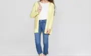 Cat & Jack Girls' Long Sleeve Bumble Bee Yellow Long Open Cardigan Size L(10/12)