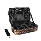 Makeup Case Large Travel Makeup Bag 3 Layers Cosmetic Train Case Leopard