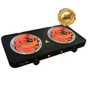 MegaChef Electric Easily Portable Ultra Lightweight Dual Coil Burner Cooktop Buf