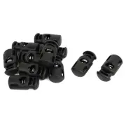 Spring Loaded Plastic Cord Lock Drawstring Stopper Toggle End Black 11Pcs