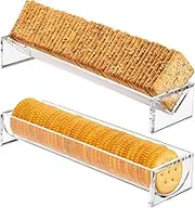 2Pcs Transparent Cracker Display Tray,Acrylic Cracker Serving Stand,Clear Cracker Tray for Serving,Food Display Stands for Party Biscuit,Clear Cracker Serving Tray,Acrylic Cracker Holder