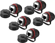 uxcell RJ45 Panel Mount Coupler, IP68 Shielded Industrial Panel Mount Bulkhead Ethernet LAN Pass Through Connector for CAT5/CAT5E/CAT6(Red,Pack of 5)