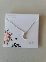 Nordstrom Rack Cz Initial L Silver Pendant Necklace NWT
