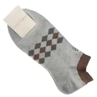 在飛比找momo購物網優惠-【TRUSSARDI】經典刺繡LOGO菱格休閒短襪(灰色)
