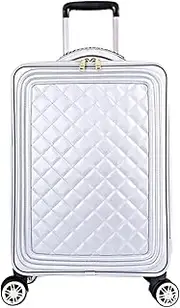 [Ｗoowayo] Carry On Luggages Suitcase Travel Luggage,Soft Side Upright Rugged Luggage with 4 Spinner Wheels Women Suitcases Luggage Suitcases (White 18in)